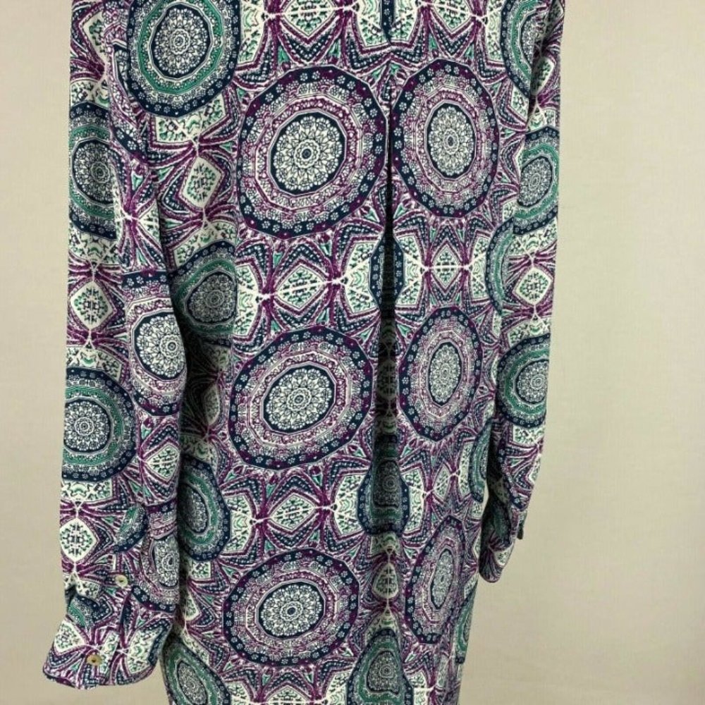 Foxcroft Nyc 8 Patterned Button Down Tunic Top Lo… - image 7